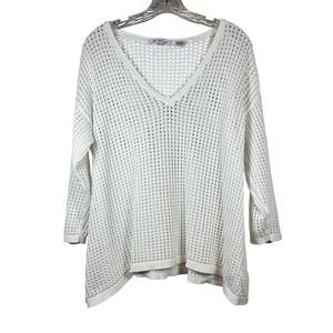 Eight Eight Eight 100% Cotton Oversized Cable Knit Sweater, Bright White, XL